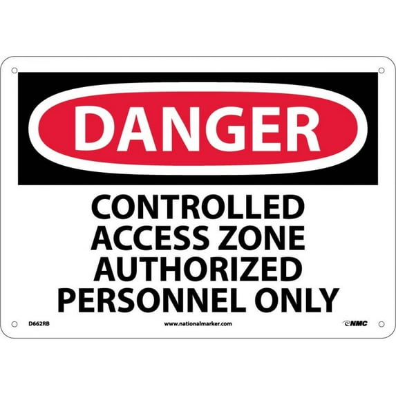 NMC Signs D662Rb, Danger Controlled Access Zone Restricted Access Sign, 10 X 14, Rigid Plastic .050