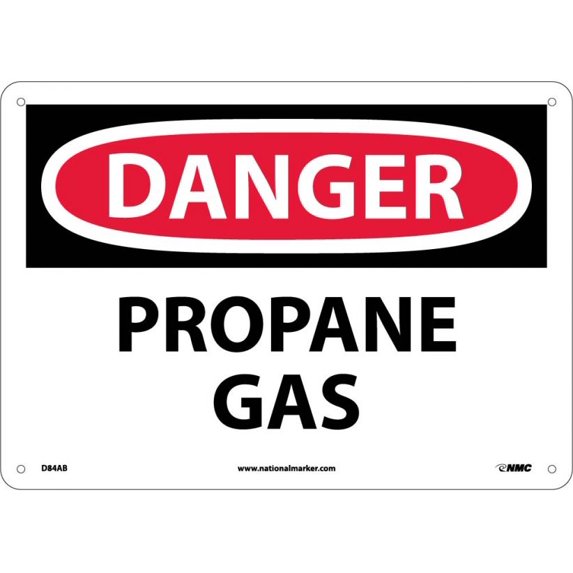 NMC Signs D84Ab, Danger Propane Gas Sign, 10 X 14, Aluminum .040