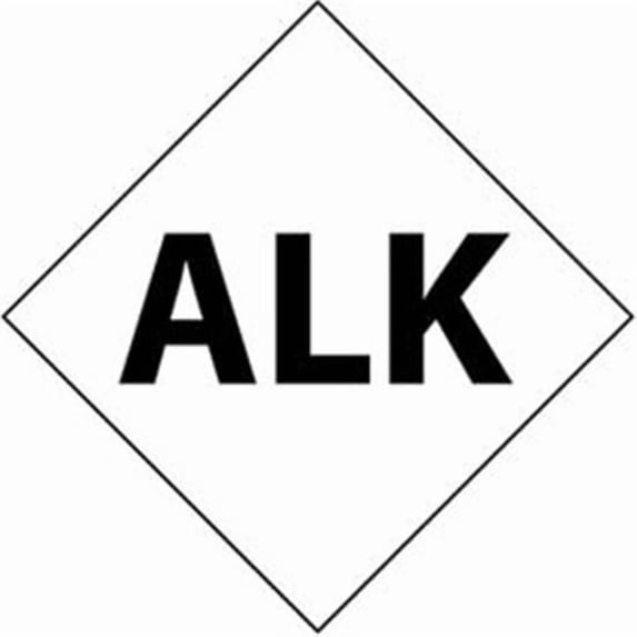 National Marker DCL136 Alk NFPA Label Symbol, 7.50 x 7.50 in. - White & Black - Pack of 5