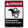 thumbnail image 1 of "Danger - Pinch Points - Watch Your Hands", 14" Long x 10" Wide, Rigid Plastic Safety Sign, 1 of 1