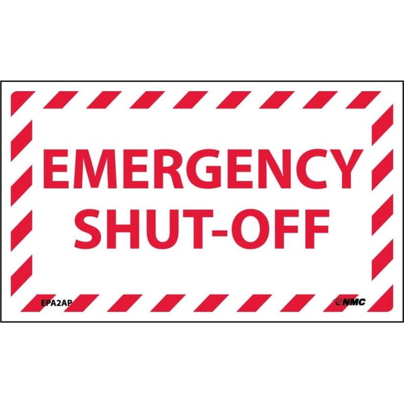 NMC Signs Epa2Ap, Emergency Shut-Off Label, 3 X 5, Pressure Sensitive Vinyl .0045