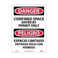 thumbnail image 1 of NMC Signs Esd162Rb, Danger Confined Space Permit Only Sign - Bilingual, 14 X 10, Rigid Plastic .050, 1 of 1