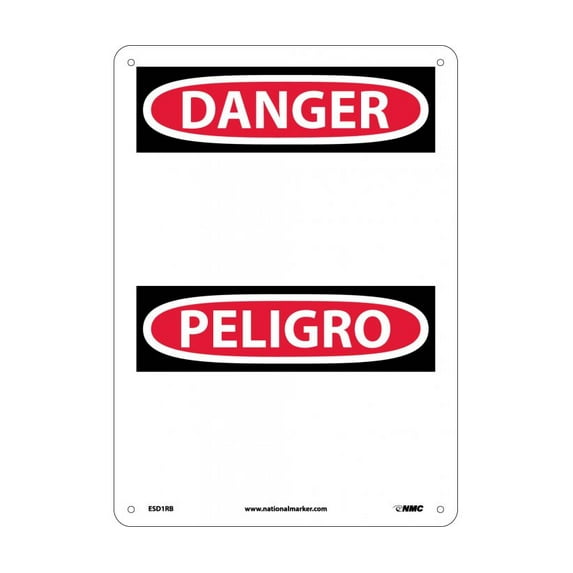 NMC Signs Esd1Rb, Danger Sign - Bilingual, 14 X 10, Rigid Plastic .050