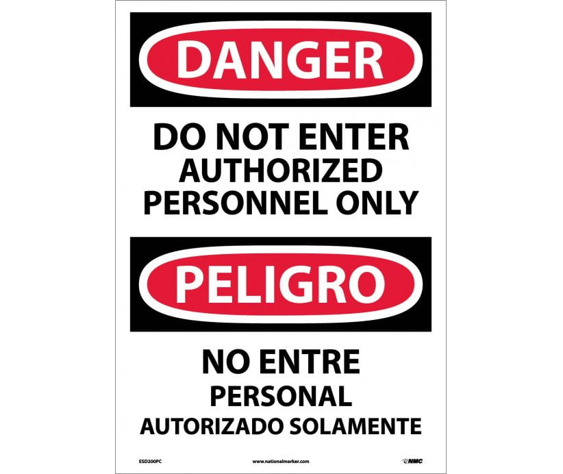 NMC Signs Esd200Pc, Danger Do Not Enter Sign - Bilingual, 20 X 14 ...