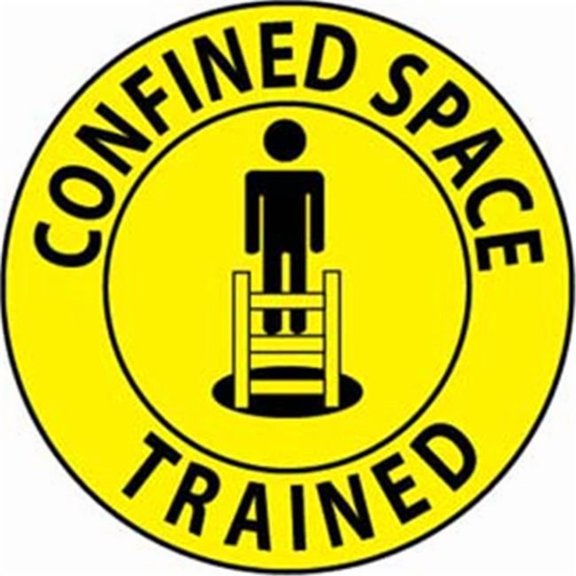 National Marker HH69 Hard Hat Emblem, Confined Space Trained, 2 in. dia., Yellow & Black