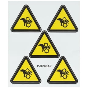 NMC ISO248AP Gear Entanglement Hazard ISO Label with Graphic, 2" Length x 2" Width, Pressure Sensitive Vinyl, Black on Yellow