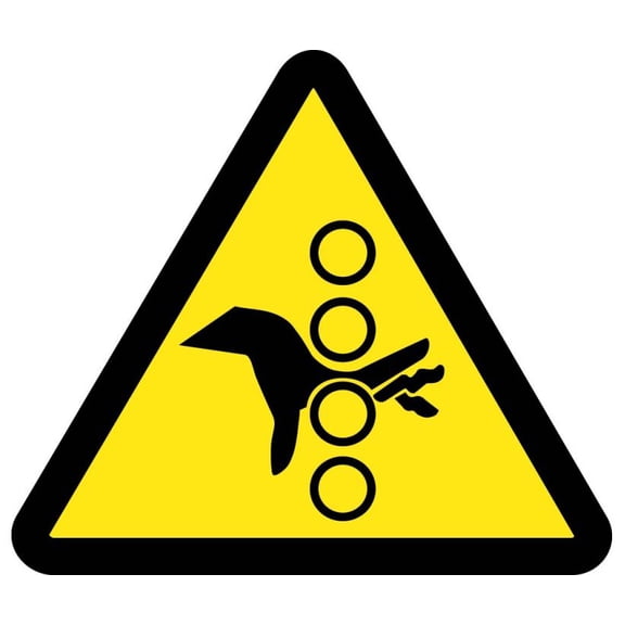 NMC Signs Iso445Ap, Pinch Point Hazard Iso Label, 4 X 4, Pressure Sensitive Vinyl .0045