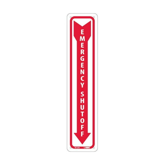 NMC Signs M124R, Emergency Shut Off Sign, 18 X 4, Rigid Plastic .050