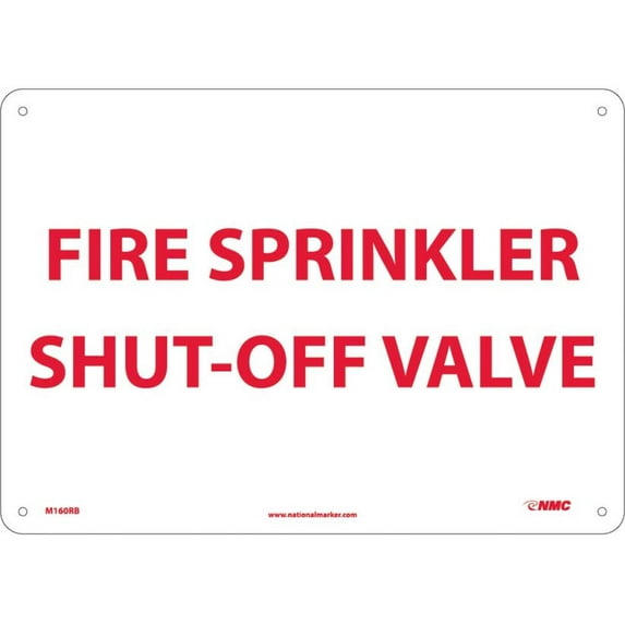 NMC Signs M160Rb, Fire Sprinkler Shut-Off Valve Sign, 10 X 14, Rigid Plastic .050