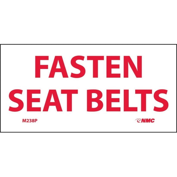 NMC Signs M238P, Fasten Seat Belts Sign, 2 X 4, Pressure Sensitive Vinyl .0045