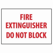 National Marker M421P Fire Extinguisher Do Not Block Fire Safety Sign - Vinyl - Red on White