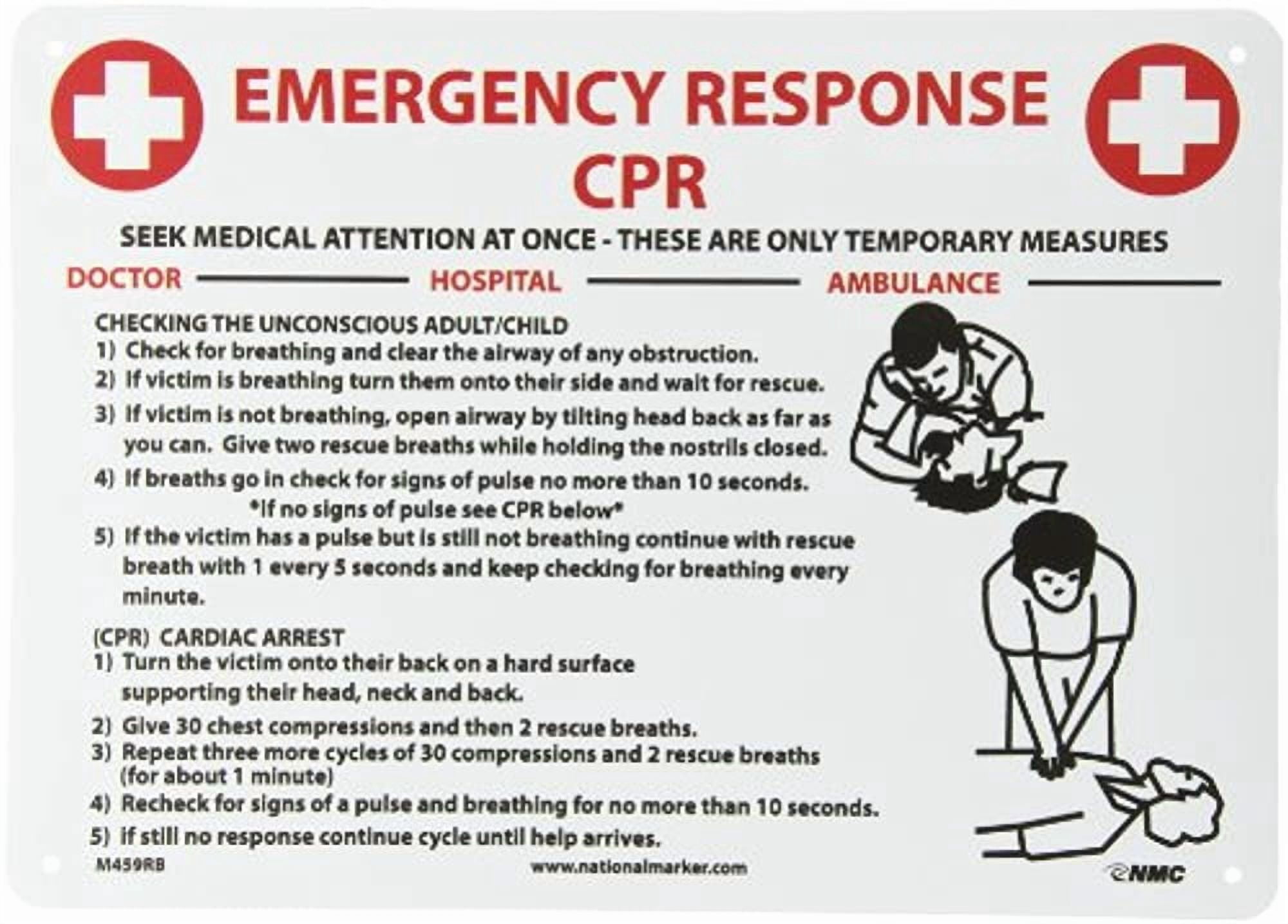 NMC M459RB CPR Response Sign, Legend 