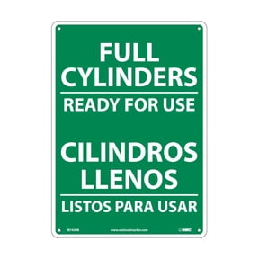 NMC Signs M743Rb, Full Cylinders Ready For Use Sign - Bilingual, 14 X 10, Rigid Plastic .050
