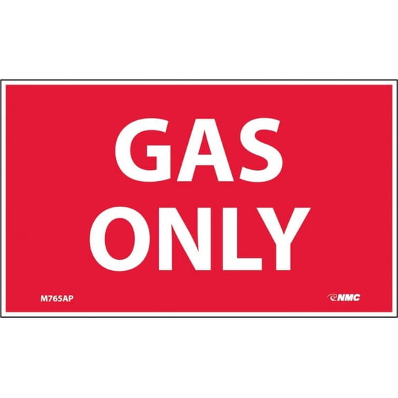 NMC Signs M765Ap, Gas Only Hazmat Label, 3 X 5, Pressure Sensitive Vinyl .0045