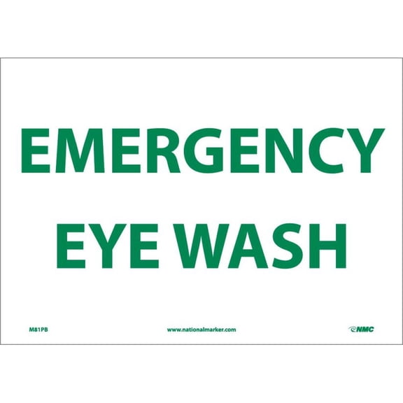 NMC Signs M81Pb, Emergency Eye Wash Sign, 10 X 14, Pressure Sensitive Vinyl .0045