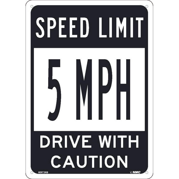 NMC Signs M973Rb, Speed Limit 5 Mph Sign, 14 X 10, Rigid Plastic .050