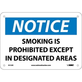 NMC Signs N155R, Notice Smoking Is Prohibited Sign, 7 X 10, Rigid Plastic .050