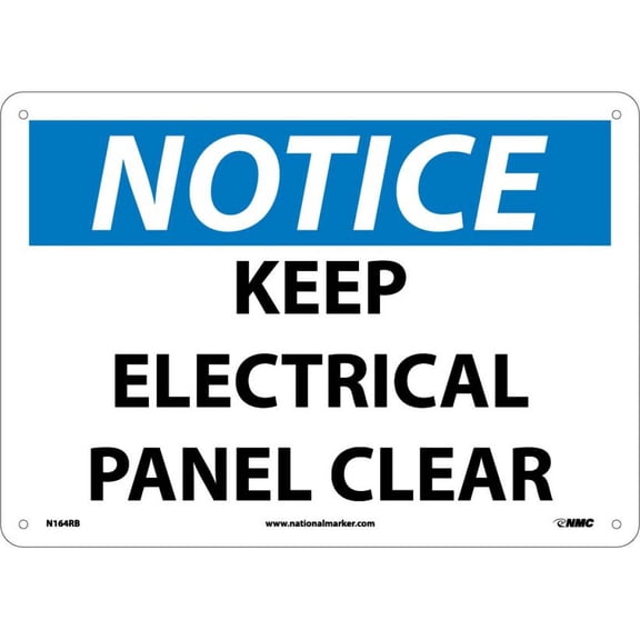 NMC Signs N164Rb, Notice Keep Electrical Panel Clear, 10 X 14, Rigid Plastic .050