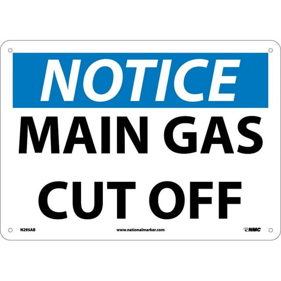 NMC Signs N295Ab, Notice Main Gas Cut Off Sign, 10 X 14, Aluminum .040