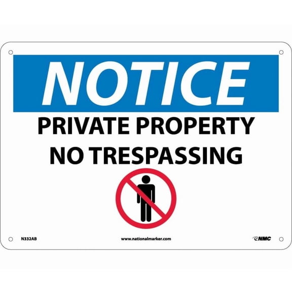 NMC Signs N332Ab, Notice Private Property No Trespassing Sign, 10 X 14, Aluminum .040
