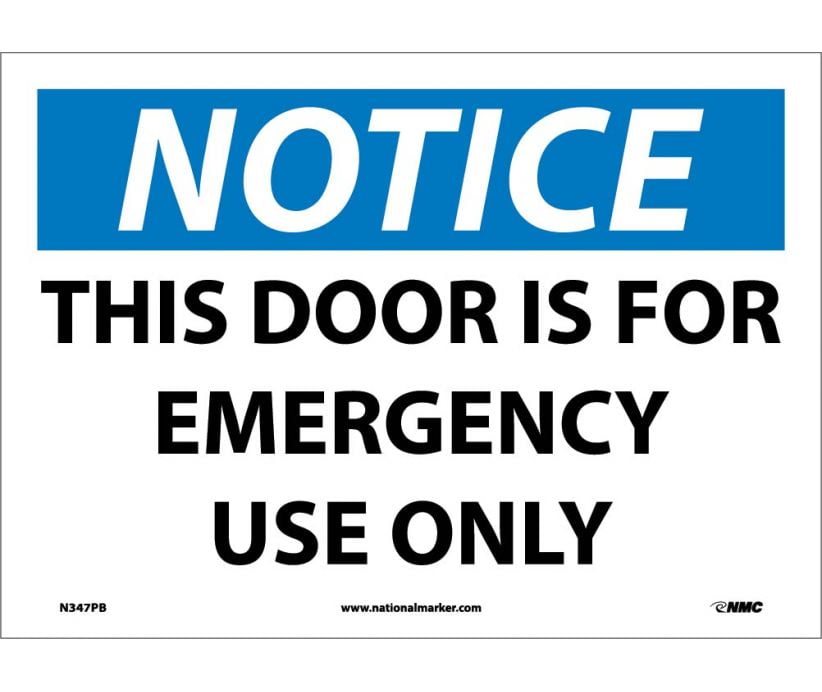 Cartello Autoadesivo "This Door Is For Emergency Use Only" – 450x150 Mm, Vinile, Norma EN ISO 7010