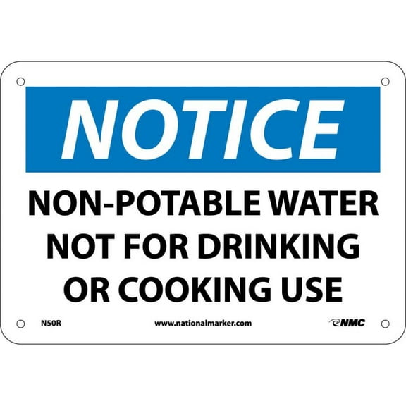 NMC Signs N50R, Notice Non-Potable Water Sign, 7 X 10, Rigid Plastic .050