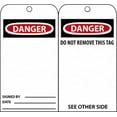 thumbnail image 1 of NMC 3" High x 6" Long, DANGER - SIGNED BY___, English Safety & Facility Accident Prevention Tag Tag Header: Danger, 2 Sides, Black, Red & White Unrippable Vinyl, 1 of 1