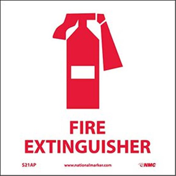 National Marker S21AP Fire Extinguisher Graphic Facility Signs, Vinyl - 4 x 4 in., White & Red