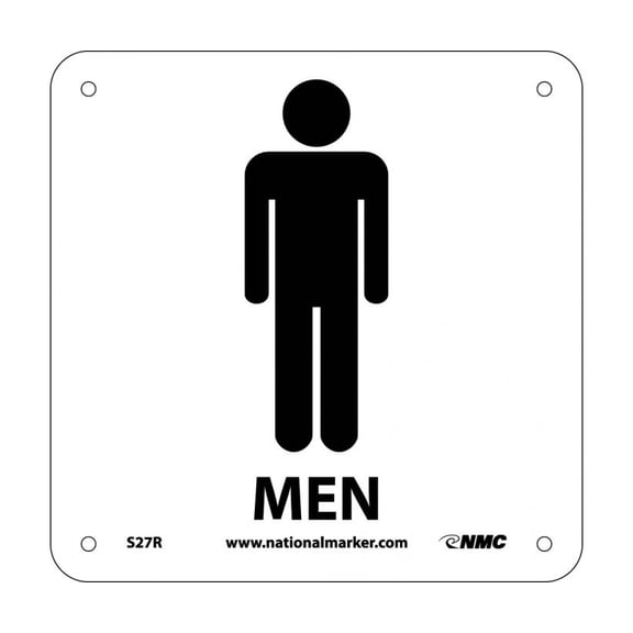 NMC Signs S27R, Men Sign, 7 X 7, Rigid Plastic .050