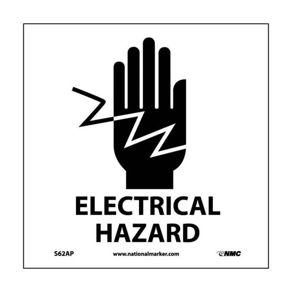 NMC Signs S62Ap, Electrical Hazard Label, 4 X 4, Pressure Sensitive Vinyl .0045