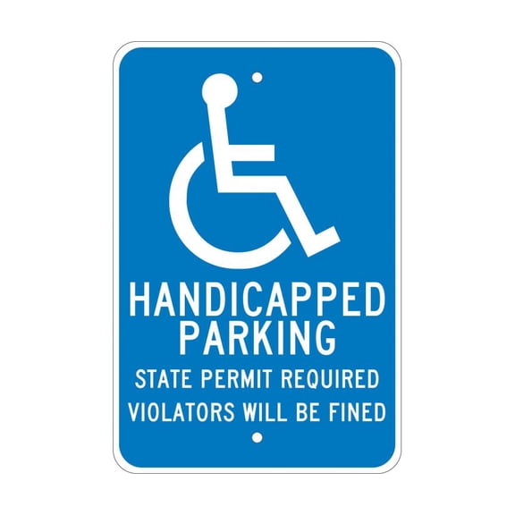 NMC Signs Tm90J, Handicapped Parking Permit Required Sign, 18 X 12, Aluminum .080