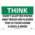 thumbnail image 1 of NMC Signs Ts118Rb, Think Don'T Scatter Paper And Trash Sign, 10 X 14, Rigid Plastic .050, 1 of 1