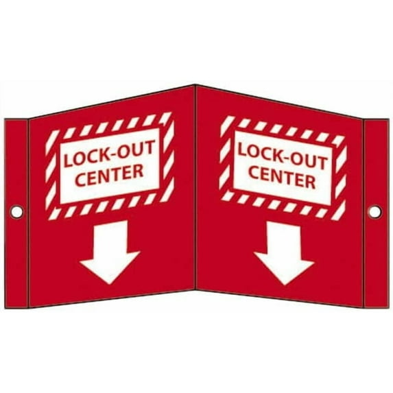 "Lock-Out Center", 5-3/4" Long x 8-3/4" Wide, Rigid Plastic Safety Sign