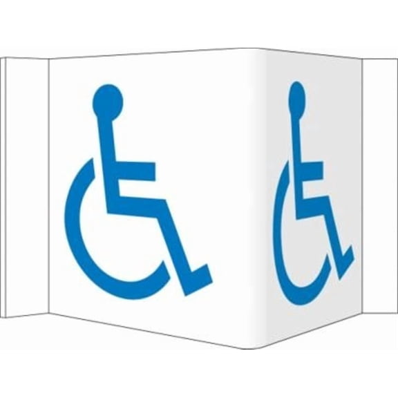 NMC VS8W Visi Sign with Handicapped Symbol 9 Length x 6 Height PVC Plastic Blue on White