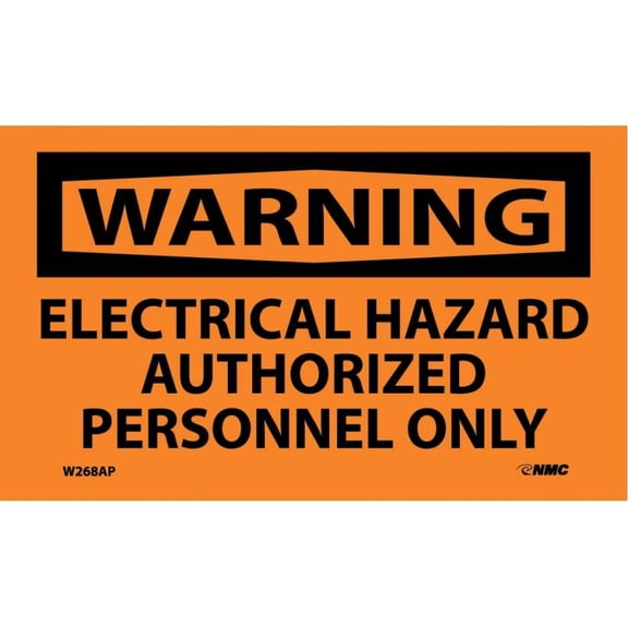 NMC Signs W268Ap, Warning Electrical Hazard Label, 3 X 5, Pressure Sensitive Vinyl .0045