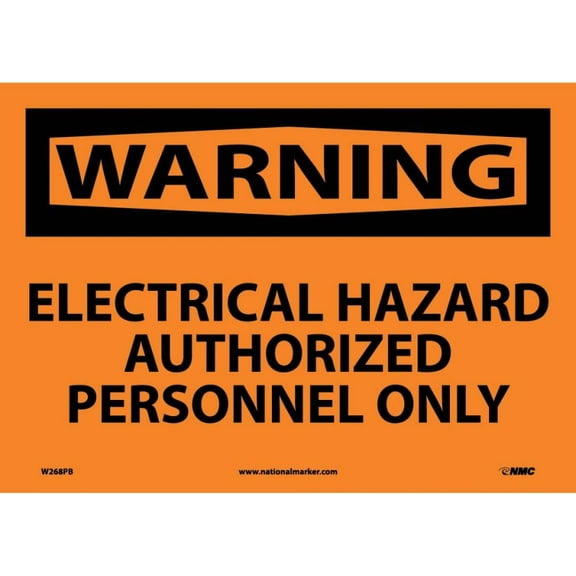 NMC Signs W268Pb, Warning Electrical Hazard Sign, 10 X 14, Pressure Sensitive Vinyl .0045