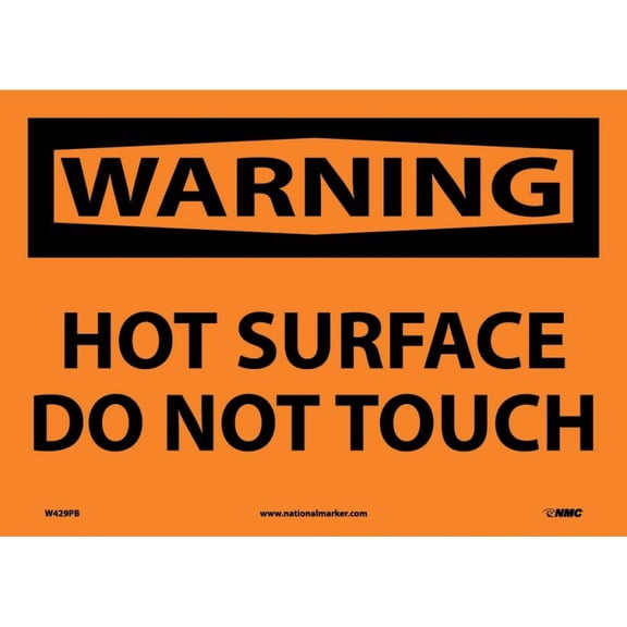 NMC Signs W429Pb, Warning Hot Surface Do Not Touch Sign, 10 X 14, Pressure Sensitive Vinyl .0045