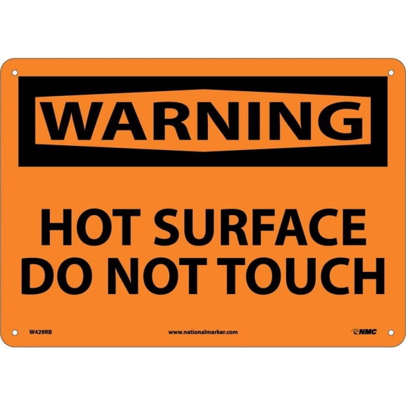 NMC Signs W429Rb, Warning Hot Surface Do Not Touch Sign, 10 X 14, Rigid Plastic .050