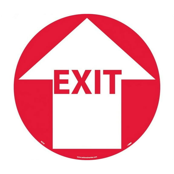 NMC Signs Wfs9, Exit With Arrow Walk On Floor Sign, 17 X 17, Pressure Sensitive Vinyl .0045