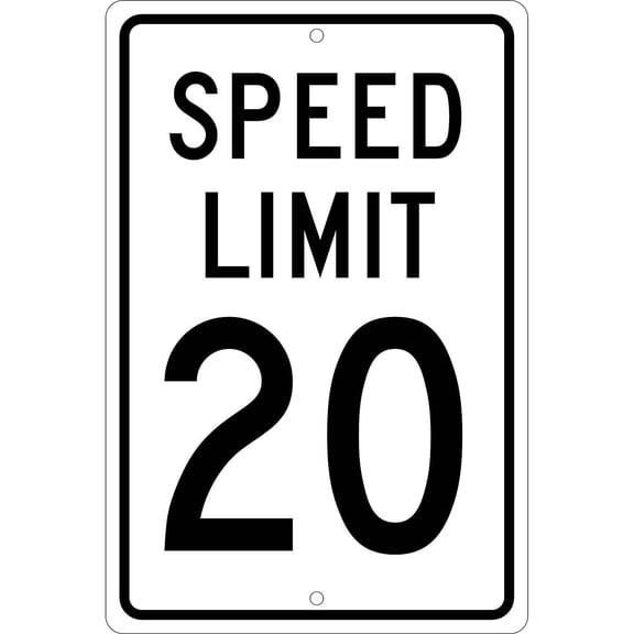 NMC TM20H Traffic Sign, Legend "SPEED LIMIT 20", 12" Length x 18" Height, 0.063 Aluminum, Black On White