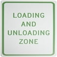 thumbnail image 1 of NMC TM61G Traffic Sign, Legend LOADING AND UNLOADING ZONE, 12 Length x 18 Height, 0.040 Aluminum, Green On White, 1 of 1