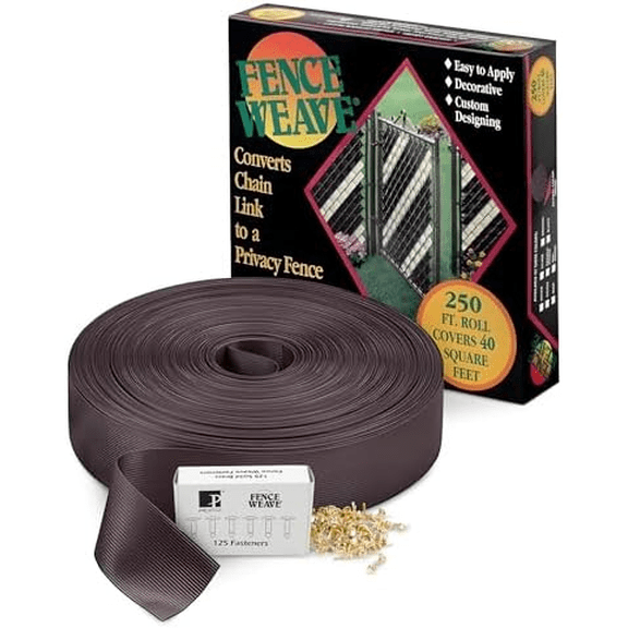 NMI Fence Privacy Slats for Chain Link Fence - Durable Polyethylene, Easy DIY Installation, Made in USA, Ideal for Backyard, Garden, Patio Privacy Fencing & Pool Enclosures (250 Ft Roll, Brown)