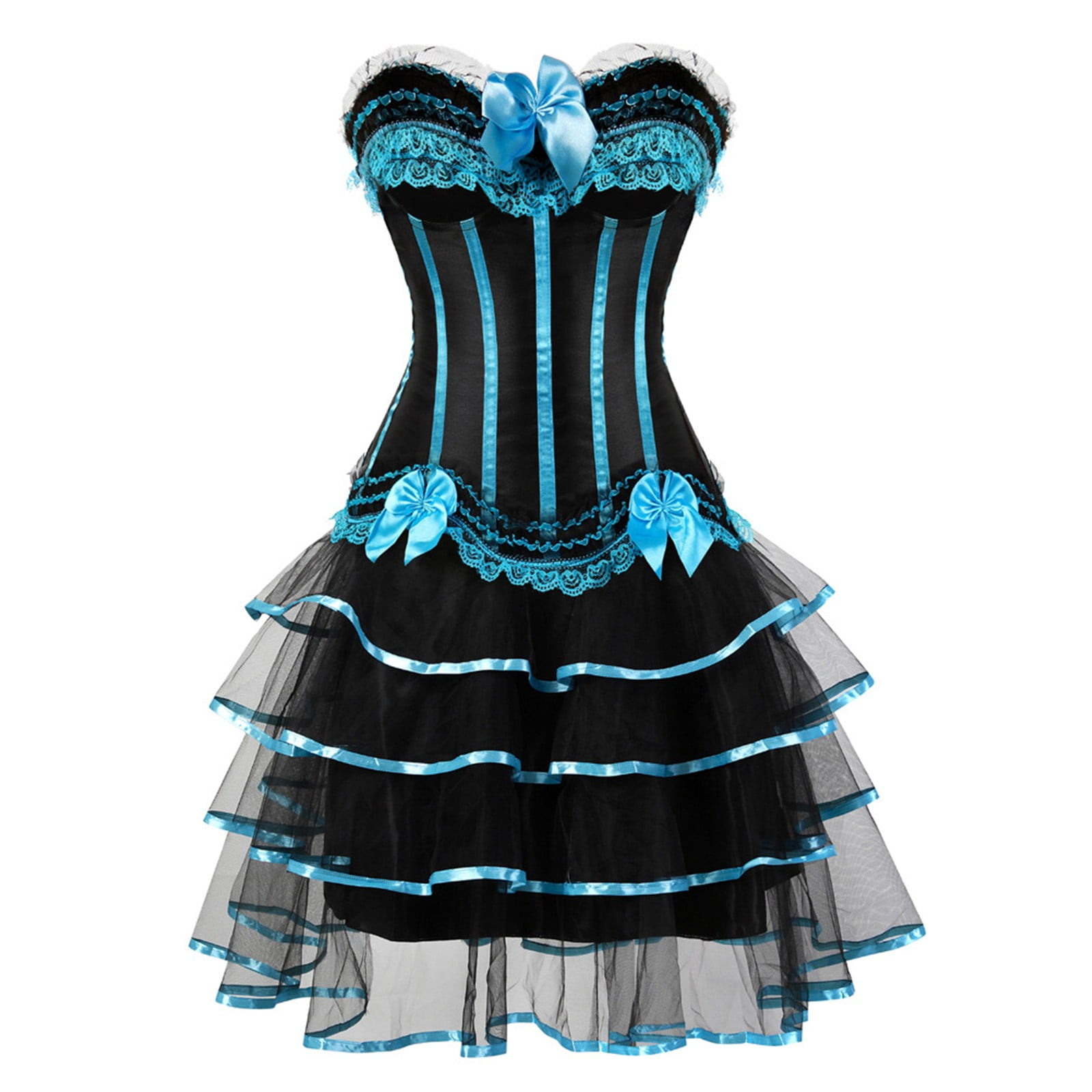 NMMUED 2 PCS Halloween Dresses for Women Medieval Dress for Women Corset  Dress for Women Halloween Gifts for Women Gothic Dress Corsets with Tutu  Skirt Womens Halloween Apparel Light Blue L -