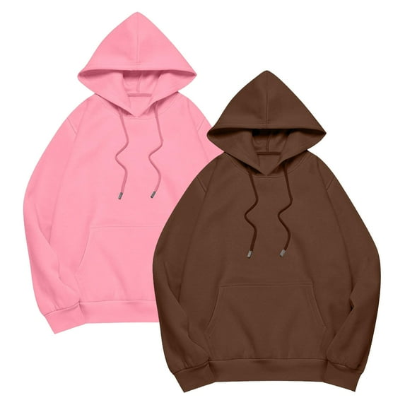 NMMUED 2 Pcs Sweatshirt for Women, Oversized Hoodies for Women, Baggy Hoodie, Hoodies Y2k, Fall Sweatshirts for Women, Coffee XXL