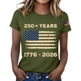 thumbnail image 1 of NMMUED 250 Years America Anniversary Flag Shirt Women 4th of July Shirts Patriotic Independence Day Short Sleeve Outfit Green XXL, 1 of 6