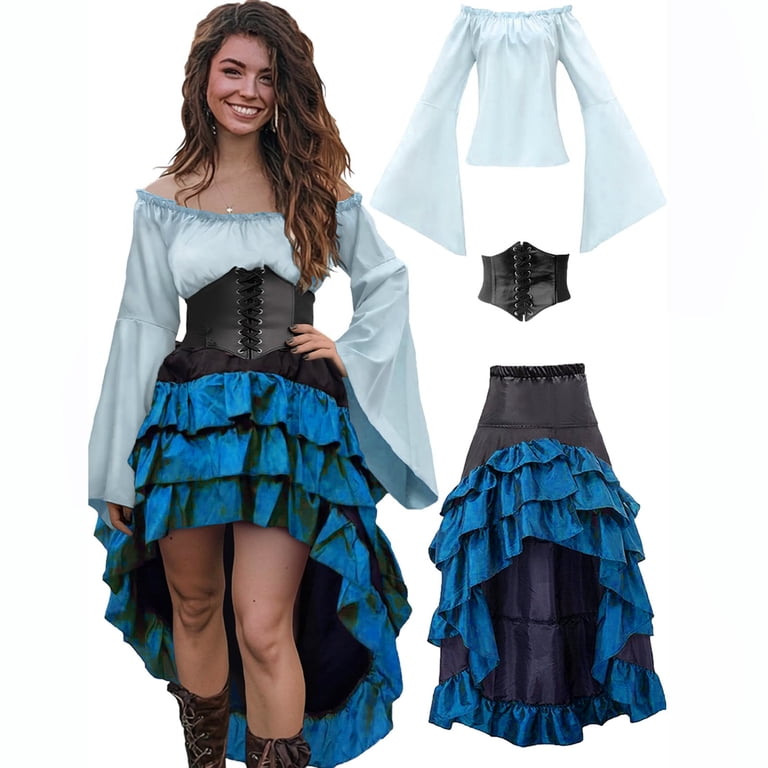NMMUED 3 PCS Gothic Clothes for Women Gothic Masquerade Dresses Maxi Dresses Medieval Dress for Women Halloween Gifts for Women Womens Halloween Apparel Womens Halloween Costumes Blue S - Walmart.com NMMUED 3 PCS Gothic Clothes for Women Gothic Masquerade Dresses Maxi Dresses Medieval Dress for Women Halloween Gifts for Women Womens Halloween Apparel Womens Halloween Costumes Blue S - Walmart.com