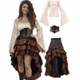 thumbnail image 1 of NMMUED 3 PCS Victorian Dress for Women Halloween Clothes for Women Gothic Dress Bell Sleeve Dress Renaissance Dress Women Gothic Outfits for Women Masquerade Dresses for Women Beige L, 1 of 8