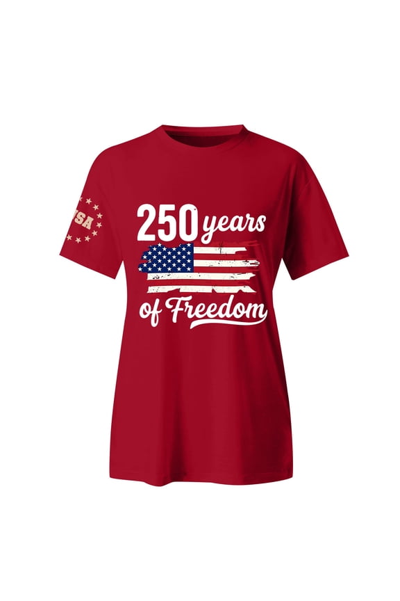 4th of July Shirts 1776-2026 250 Years of Liberty Independence Day Shirt Usa Shirts for Women Loose Fit Funny Usa Print Tees Usa Outfit Women Red S