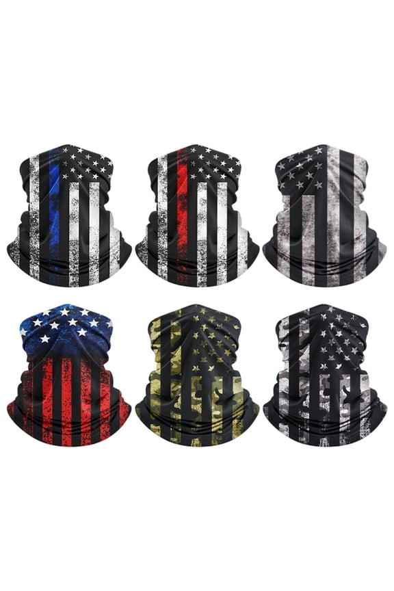 6 Pack Neck Gaiter Face Mask Men Women,Seamless Bandana Rave Face Cover Scarf Mask,Balaclava,Headband, Head Wrap,Headwear Blue One Size