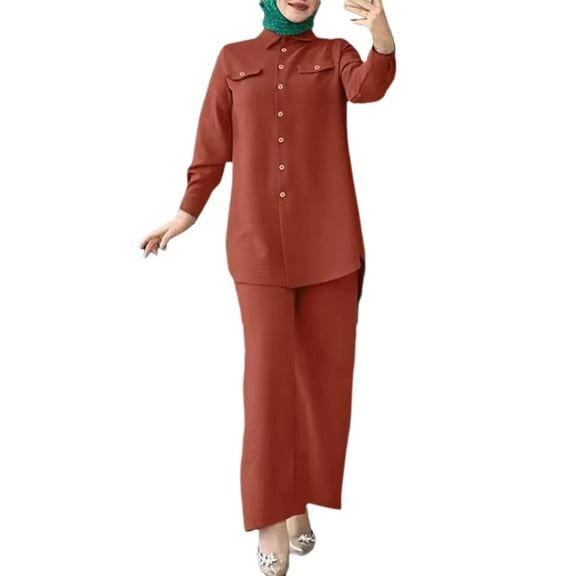 NMMUED Abayas for Women Muslim Dresses for Women Abaya Dress for Women's Muslim 2 Pieces Sets /, Red L
